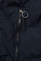 Tmavomodrá zimná bunda so strieborným lemom