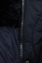 Tmavomodrá prešívaná bunda so sťahovaním v páse