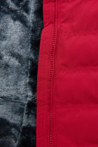Červená zimná bunda so sivým plyšom