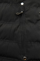 Čierna zimná bunda so sivým plyšom