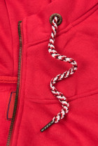 Červená predĺžená mikina na zips