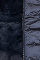 Atramentovo modrá obojstranná bunda s plyšom