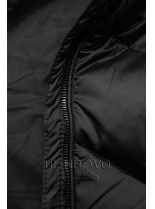 Čierna lesklá prešívaná bunda na zimu