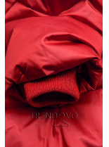Červená lesklá prešívaná bunda na zimu