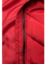 Červená dlhá prešívaná bunda