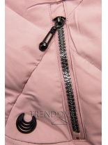 Ružová prešívaná bunda s kapucňou