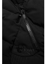 Čierna prešívaná bunda s kapucňou