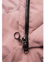 Ružová zimná bunda s umelou kožušinou