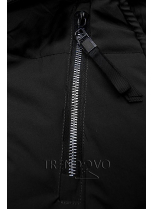 Čierna zimná bunda s čiernymi detailami