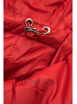 Červená prešívaná bunda na prechodné obdobie