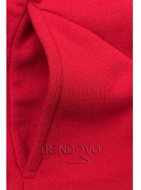 Červená tepláková súprava so vzorovanou kapucňou
