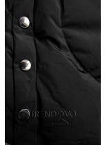 Čierna zimná bunda so strieborným lemom
