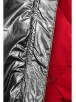 Červená zimná bunda so strieborným lemom