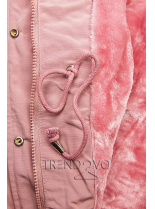 Ružová bunda zateplená plyšom