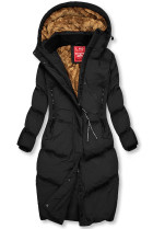 Čierna dlhá bunda na zimu