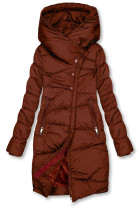 Hnedočervená prešívaná zimná bunda s vysokým golierom
