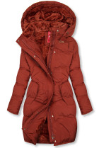 Hnedočervená zimná bunda s plyšovou podšívkou