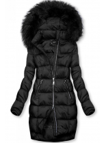 Čierna zimná bunda na zips