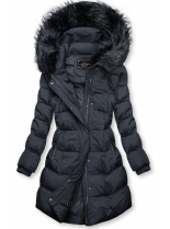 Tmavomodrá zimná bunda s kapucňou