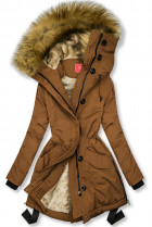 Hnedá zimná bunda s vysokým golierom