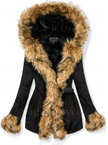 Čierno-hnedý kožušinový kabátik