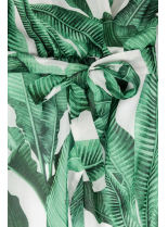 Zeleno-biele letné maxi šaty