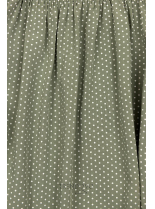 Khaki retro bodkované šaty s mašľou