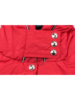 Červená prešívaná bunda s kapucňou