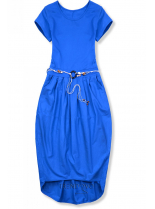 Kobaltovo modré midi šaty v basic štýle