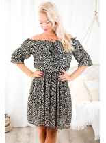 Béžové šaty s leopardím vzorom