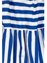 Modro-biele pruhované maxi šaty
