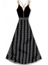Čierne dlhé elegantné šaty so vzorom