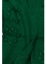 Zelený pletený sveter s brmbolcami