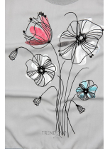 Sivé tričko s potlačou kvetov