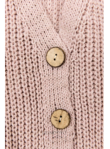 Púdrovo ružový pletený sveter na gombíky