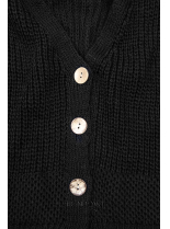 Čierny pletený sveter na gombíky