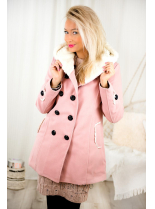 Ružový zimný kabát s plyšovou podšívkou