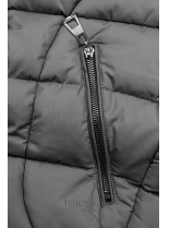 Sivá prešívaná bunda s odnímateľnou kapucňou