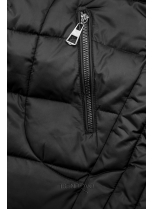Čierna prešívaná bunda s odnímateľnou kapucňou