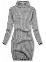 Sivé pletené rolákové šaty