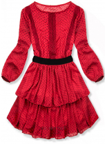 Červené elegantné bodkované šaty