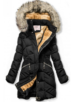 Čierna zimná bunda s odnímateľnou kapucňou