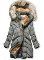 Sivá zimná bunda s odnímateľnou kapucňou