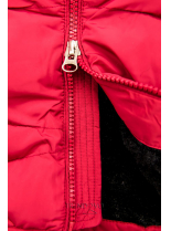 Červená zimná prešívaná bunda s plyšom
