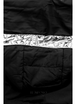Čierna bunda so strieborným lemom