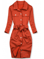 Tehlovočervené puzdrové basic šaty