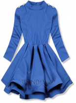 Modré elegantné šaty s kruhovou sukňou