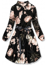 Ľahké čierne kvetinové šaty Elle