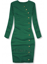 Zelené strečové šaty s dekoratívnymi gombíkmi