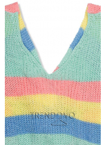 Farebný pruhovaný sveter s uzlom